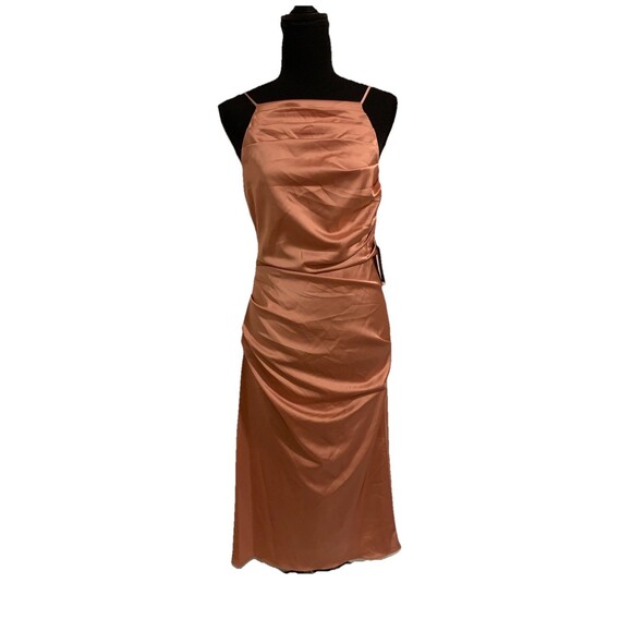 ASTR the Label Size Small S Midi Dress Mauve Satin Slip Ruched NWT - Picture 1 of 6